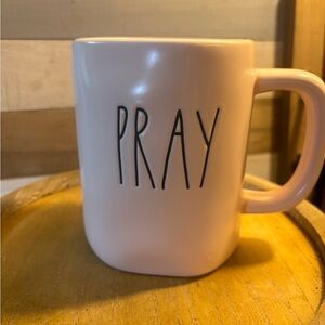 Rae Dunn Pink Mug with 'Pray' Inscription